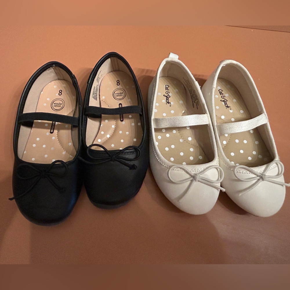 Cat & Jack Black and White Bow Flats
